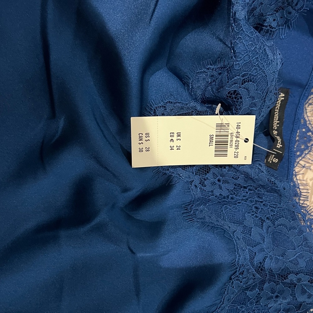 Abercrombie & Fitch Women's Deep Blue Lace Chemise